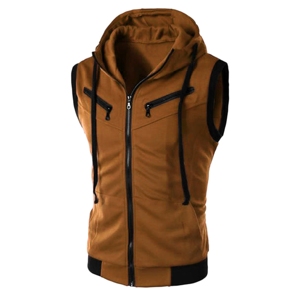 Hooded sleeveless jacket for casual wear