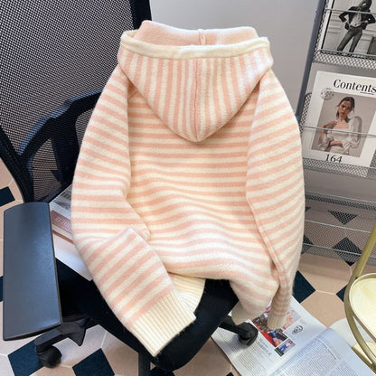 Hooded sweater cardigan jacket