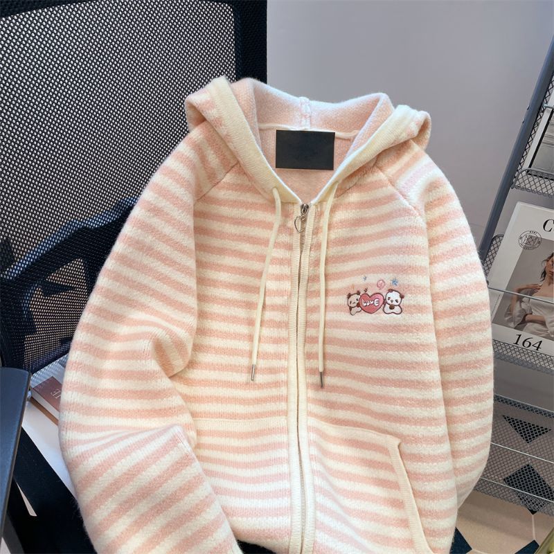 Hooded sweater cardigan jacket