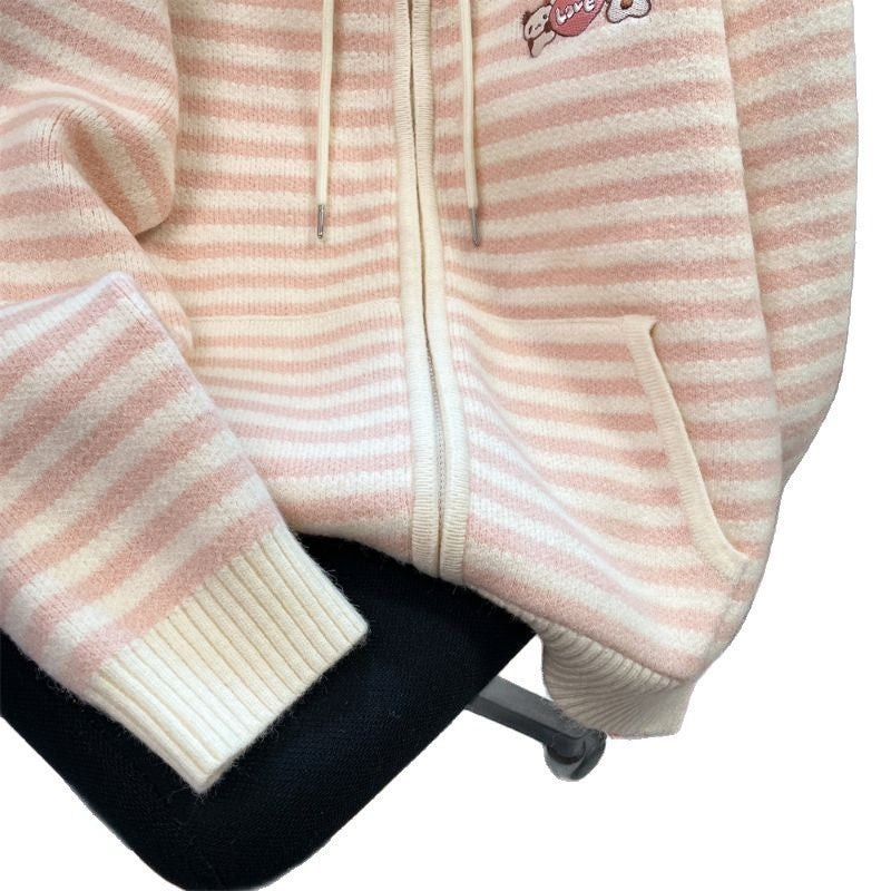 Hooded sweater cardigan jacket