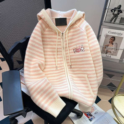 Hooded sweater cardigan jacket