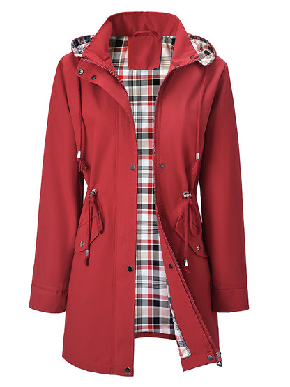 Hooded Windbreaker with Drawstring Waist