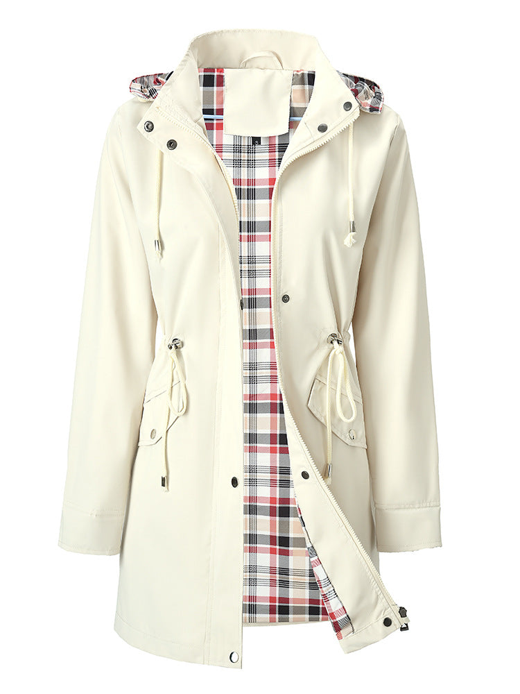 Hooded Windbreaker with Drawstring Waist