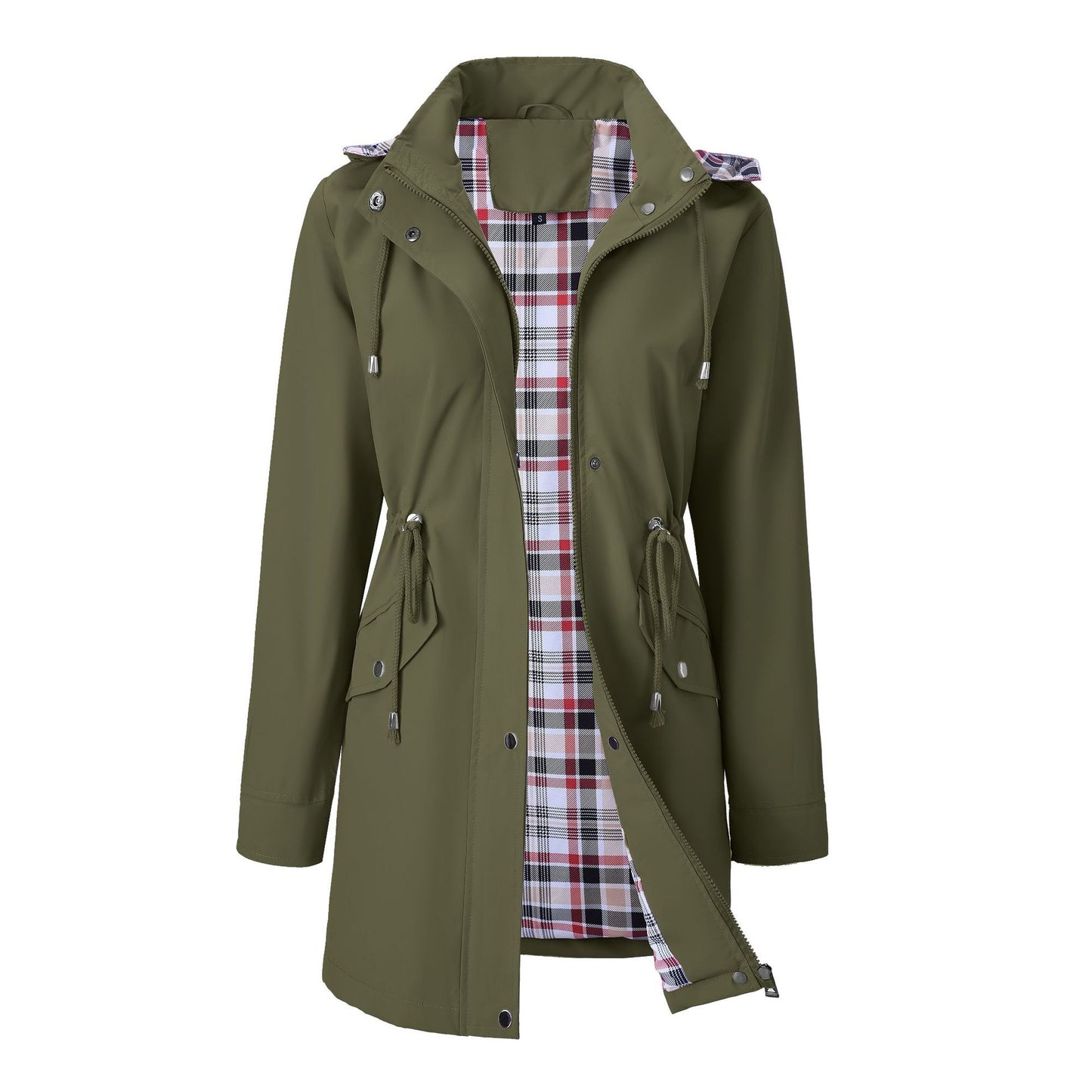 Hooded Windbreaker with Drawstring Waist