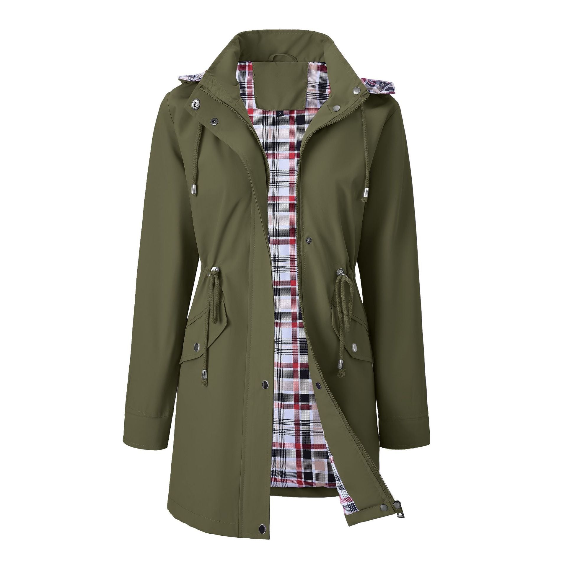 Hooded Windbreaker with Drawstring Waist