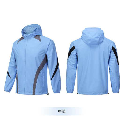 Hooded Windproof Rain Jacket Mens Sports Training
