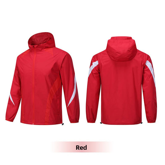 Hooded Windproof Rain Jacket Mens Sports Training