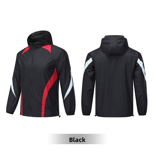 Hooded Windproof Rain Jacket Mens Sports Training
