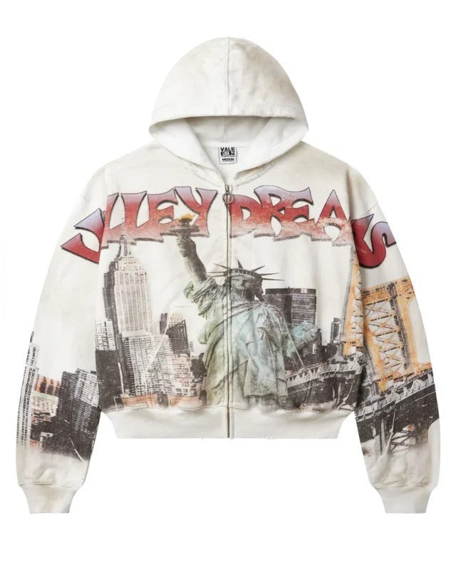 Hooded Zip-Up Camouflage Print Sweatshirt