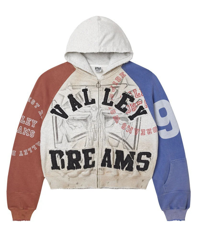 Hooded Zip-Up Camouflage Print Sweatshirt