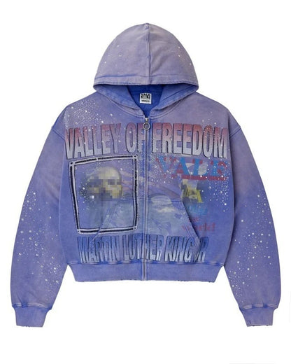 Hooded Zip-Up Camouflage Print Sweatshirt