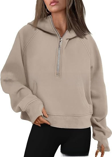 Hooded zipped and thickened hoodie for women