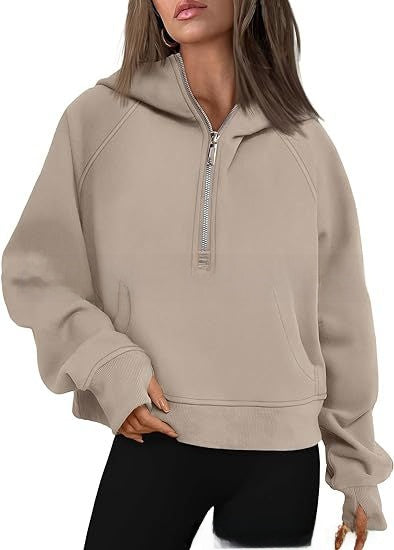 Hooded zipped and thickened hoodie for women