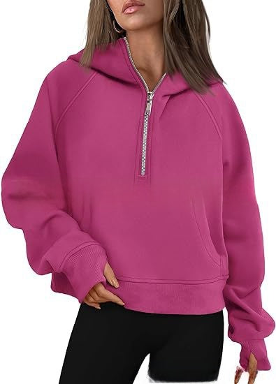 Hooded zipped and thickened hoodie for women