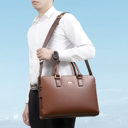 Horizontal large-capacity men's handbag