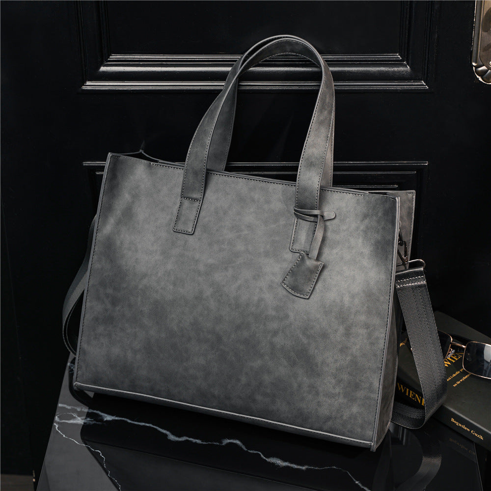 Horizontal pu belt zipper tote bag