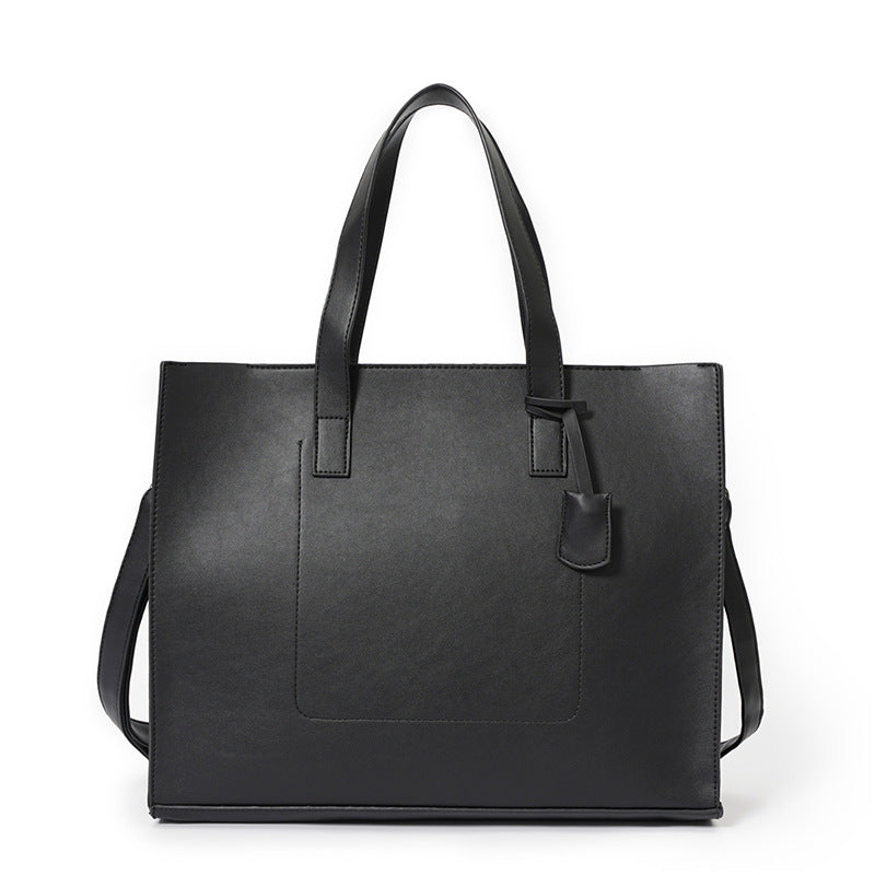 Horizontal pu belt zipper tote bag