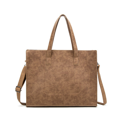 Horizontal pu belt zipper tote bag