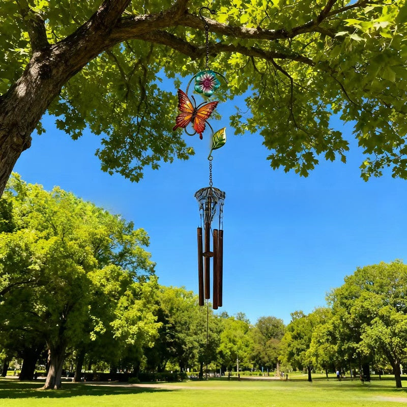 Hot-Selling New Musical Wind Chime Hanging Decoration with Classic Insect and Floral Designs, Hand-Painted Craft for Garden and Entrance Hall Hanging Bell Decoration