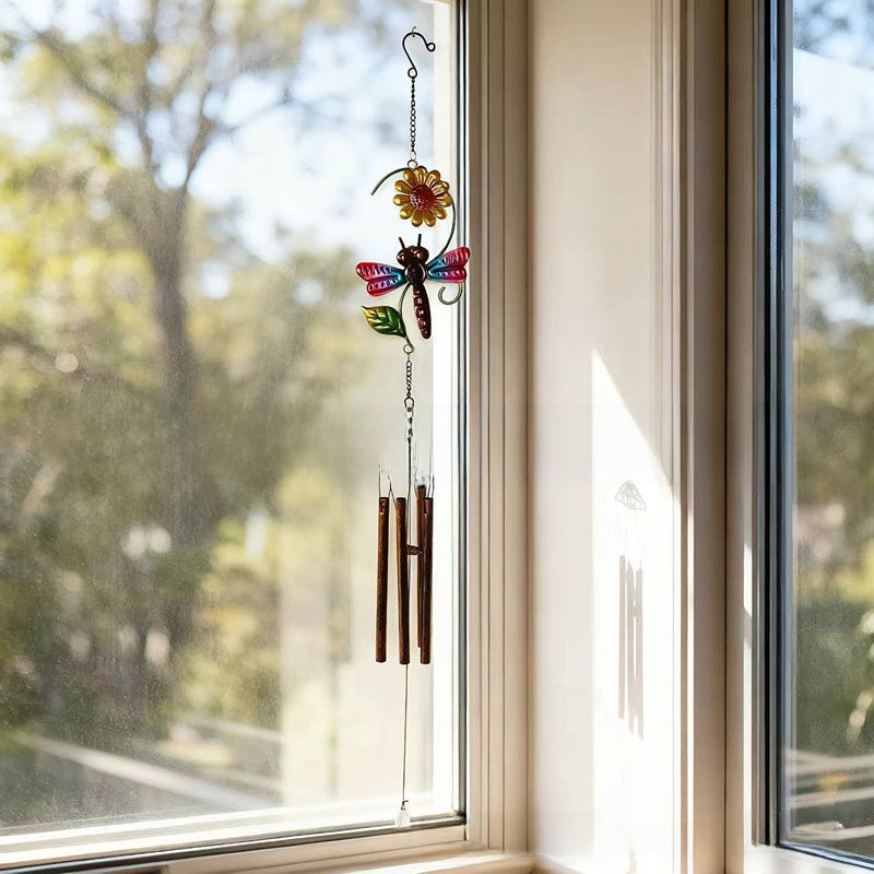 Hot-Selling New Musical Wind Chime Hanging Decoration with Classic Insect and Floral Designs, Hand-Painted Craft for Garden and Entrance Hall Hanging Bell Decoration