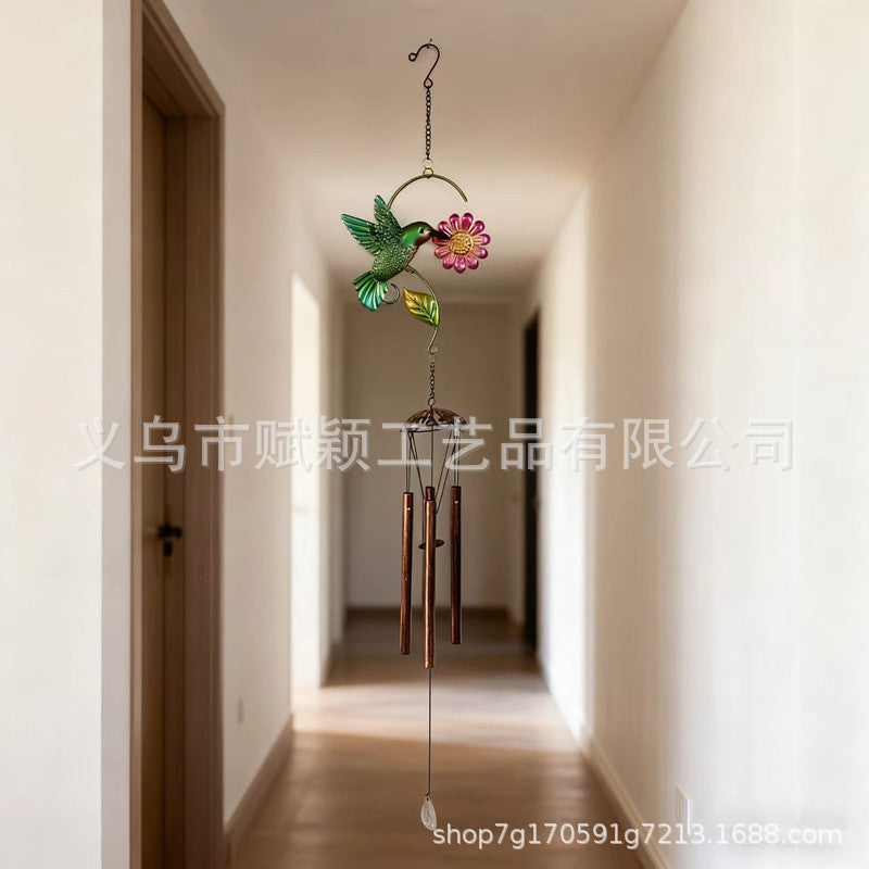 Hot-Selling New Musical Wind Chime Hanging Decoration with Classic Insect and Floral Designs, Hand-Painted Craft for Garden and Entrance Hall Hanging Bell Decoration