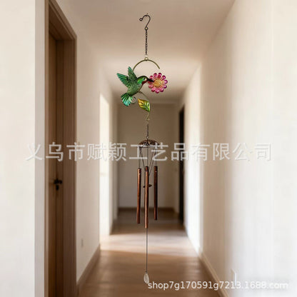 Hot-Selling New Musical Wind Chime Hanging Decoration with Classic Insect and Floral Designs, Hand-Painted Craft for Garden and Entrance Hall Hanging Bell Decoration