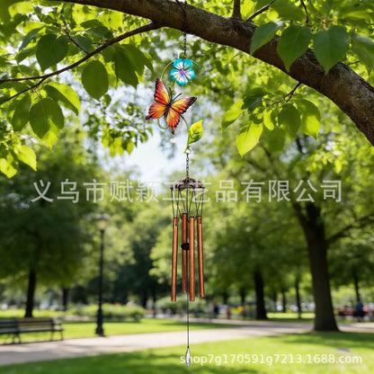 Hot-Selling New Musical Wind Chime Hanging Decoration with Classic Insect and Floral Designs, Hand-Painted Craft for Garden and Entrance Hall Hanging Bell Decoration