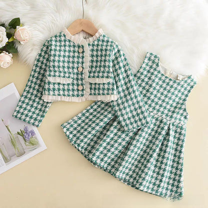 Houndstooth Lace Two-Piece Set