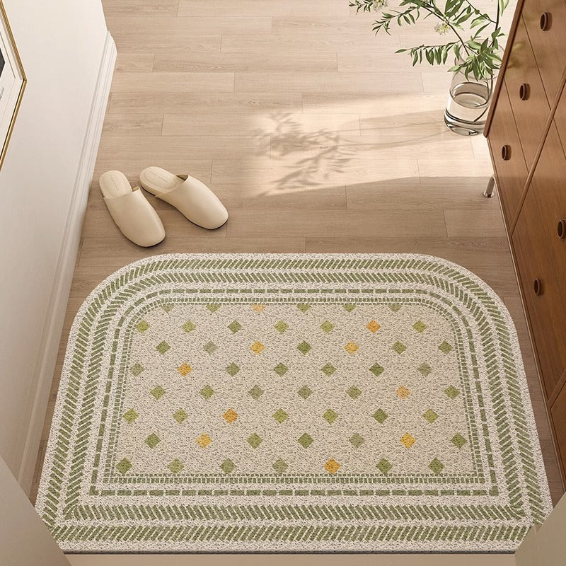 Household door mat with a silk ring for the entrance door