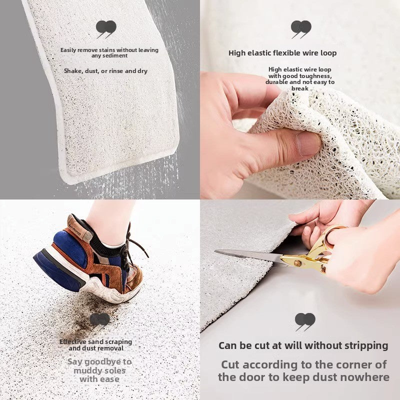 Household door mat with a silk ring for the entrance door
