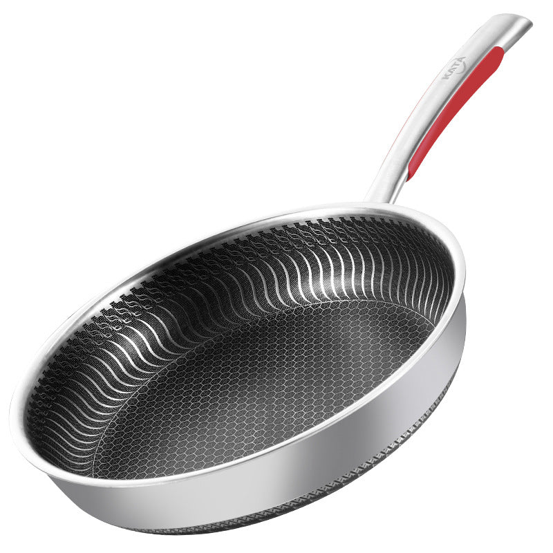 Household Kitchen 316 Stainless Steel Frying Pan with Glass Lid