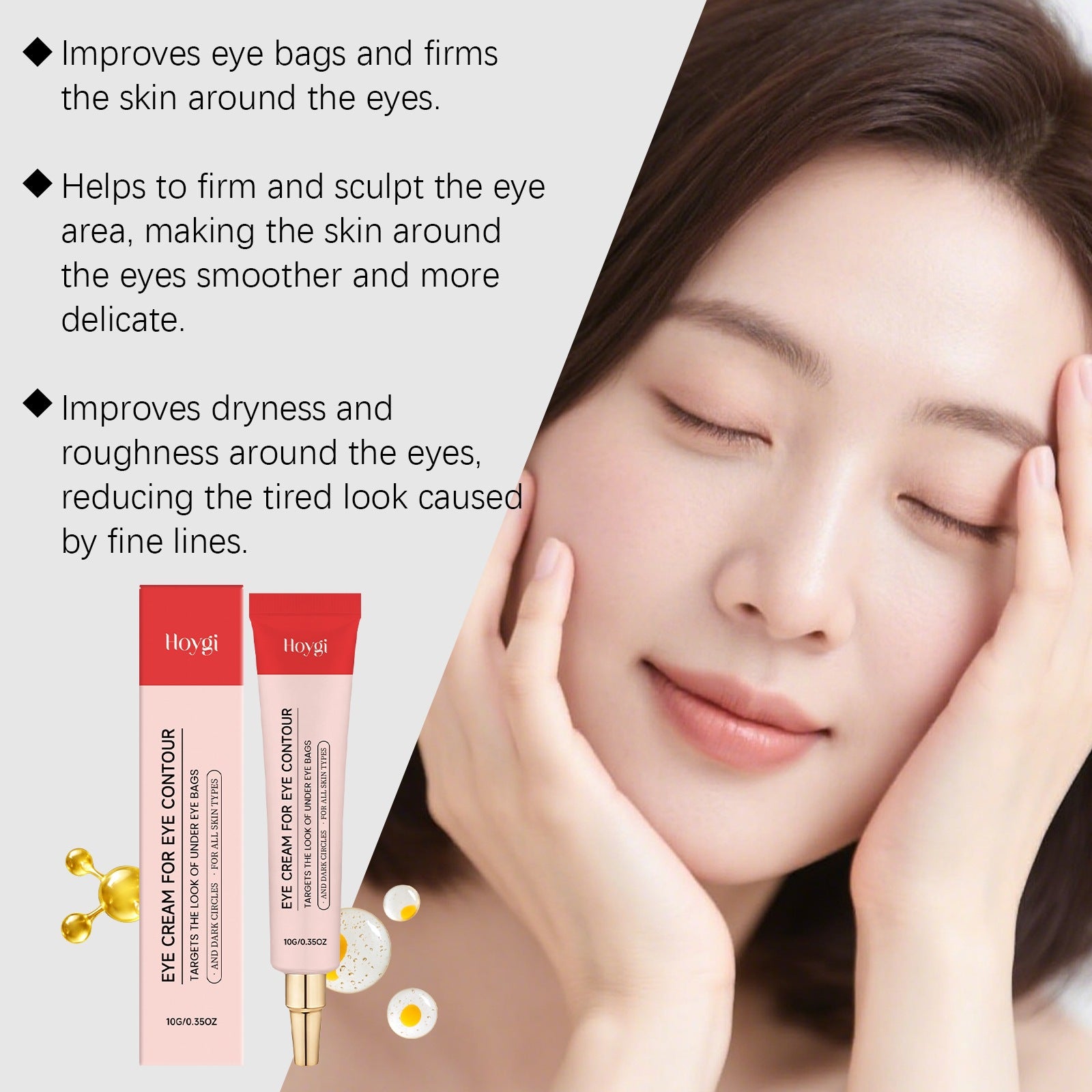 Hoygi Radiant Care Eye Cream Provides Daily Gentle Hydration and Nourishment for the Skin Around the Eyes, Promoting Elasticity and Softness