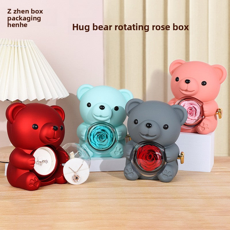 Hug Bear Preserved Flower Jewelry Box