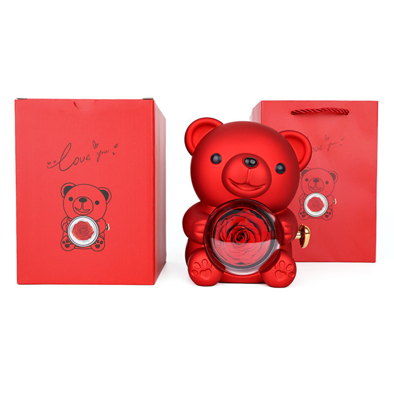 Hug Bear Preserved Flower Jewelry Box