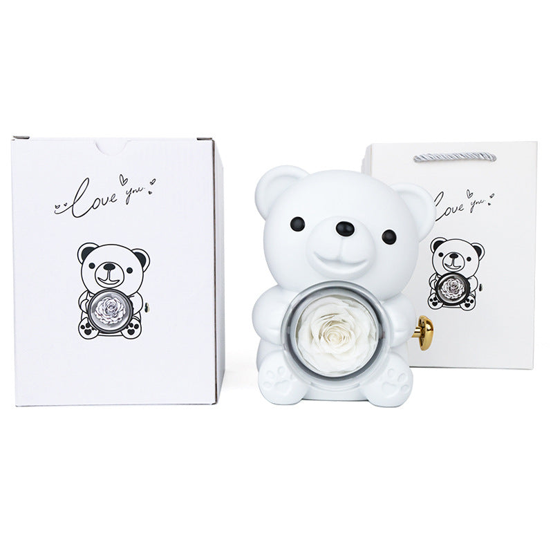 Hug Bear Preserved Flower Jewelry Box