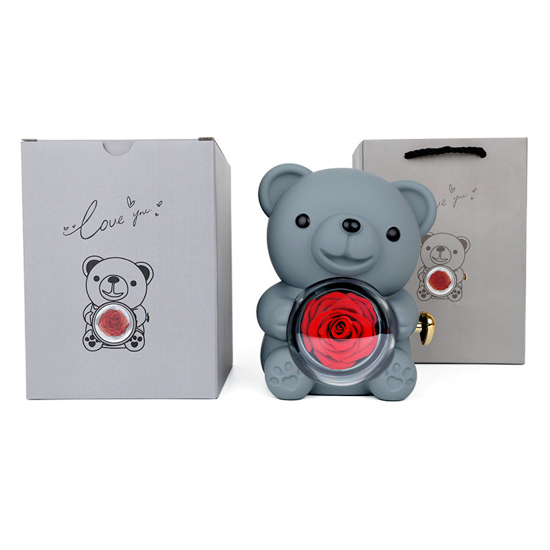 Hug Bear Preserved Flower Jewelry Box