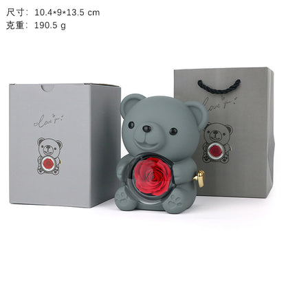 Hug Bear Preserved Flower Jewelry Box