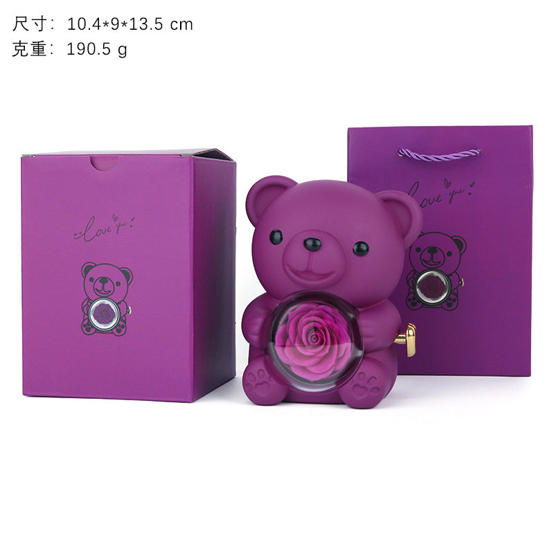 Hug Bear Preserved Flower Jewelry Box