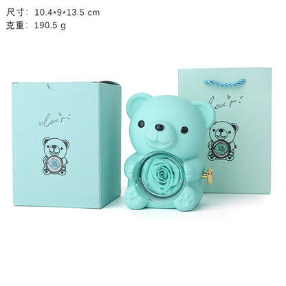 Hug Bear Preserved Flower Jewelry Box