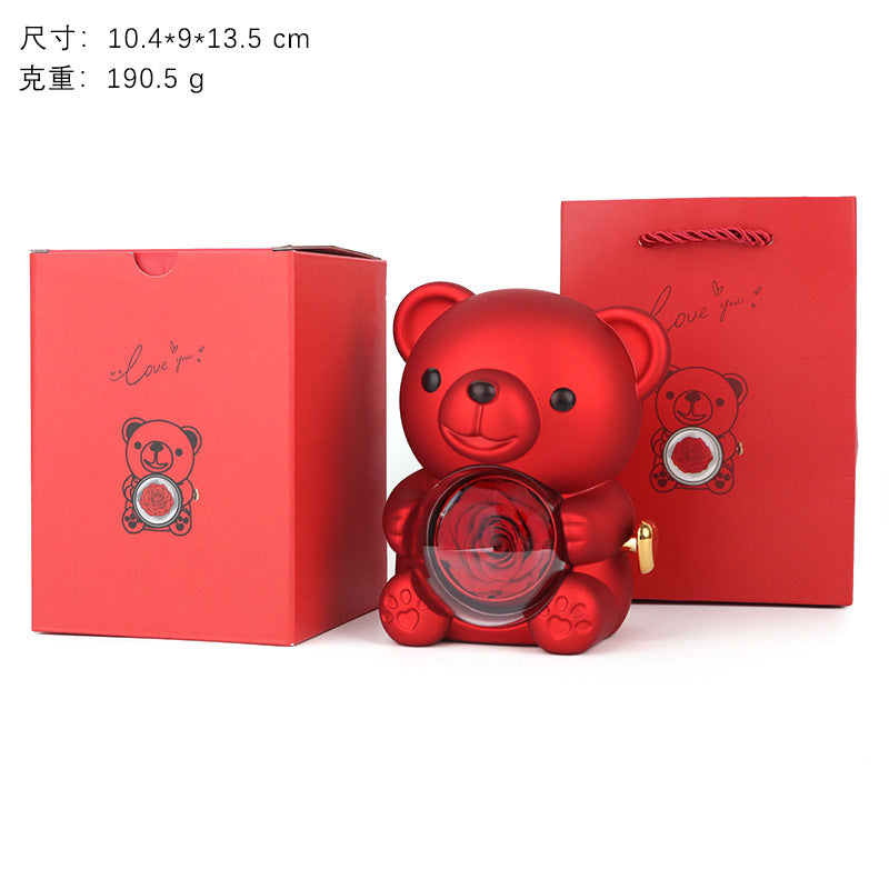 Hug Bear Preserved Flower Jewelry Box