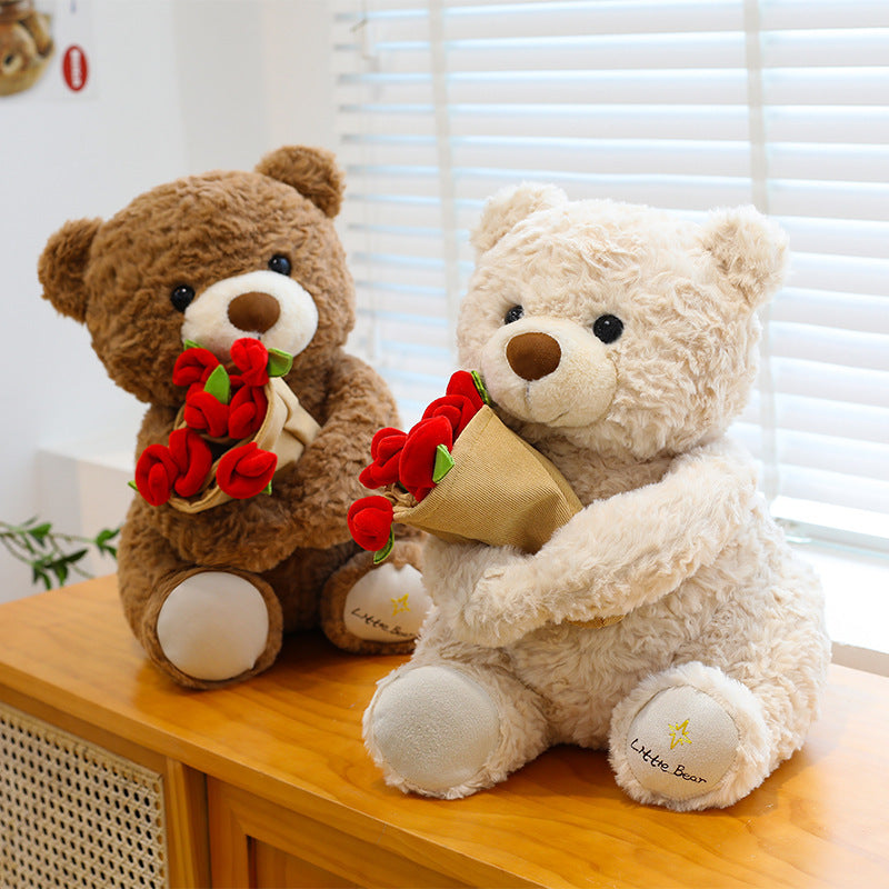 Hugging Flower Teddy Bear