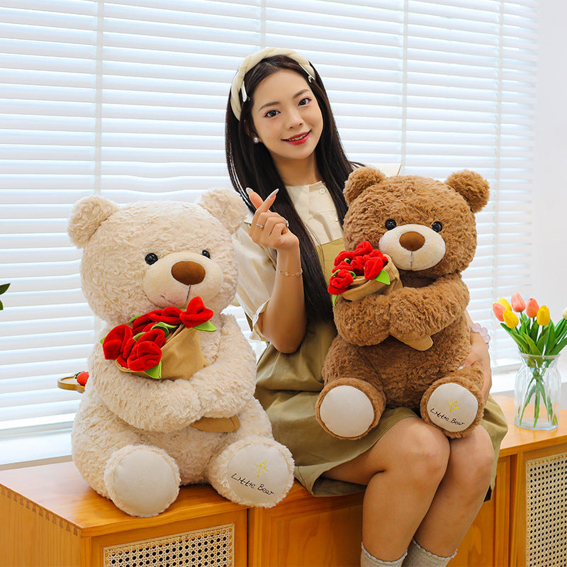 Hugging Flower Teddy Bear