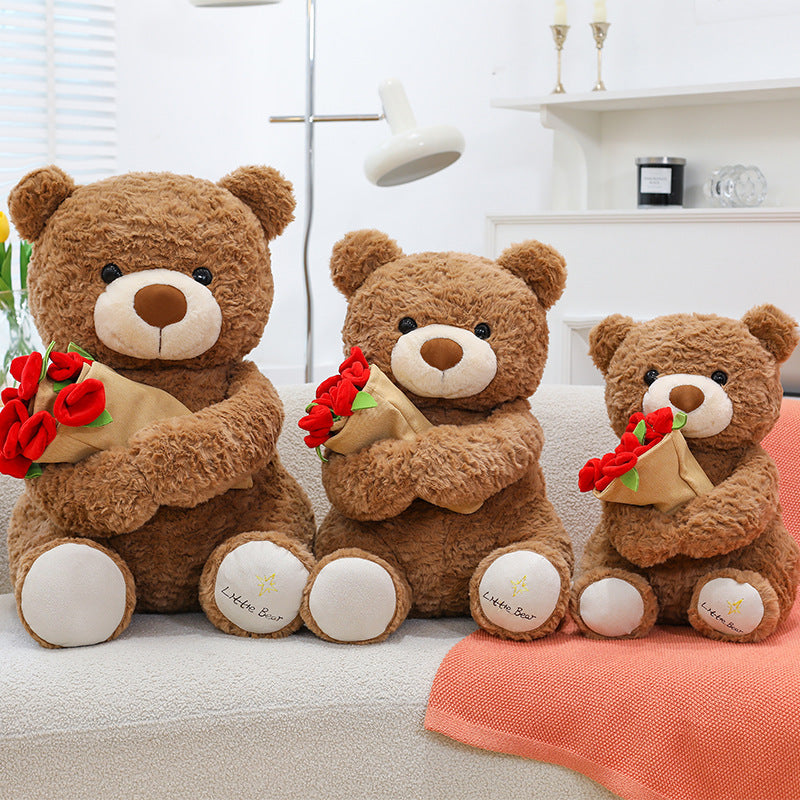Hugging Flower Teddy Bear