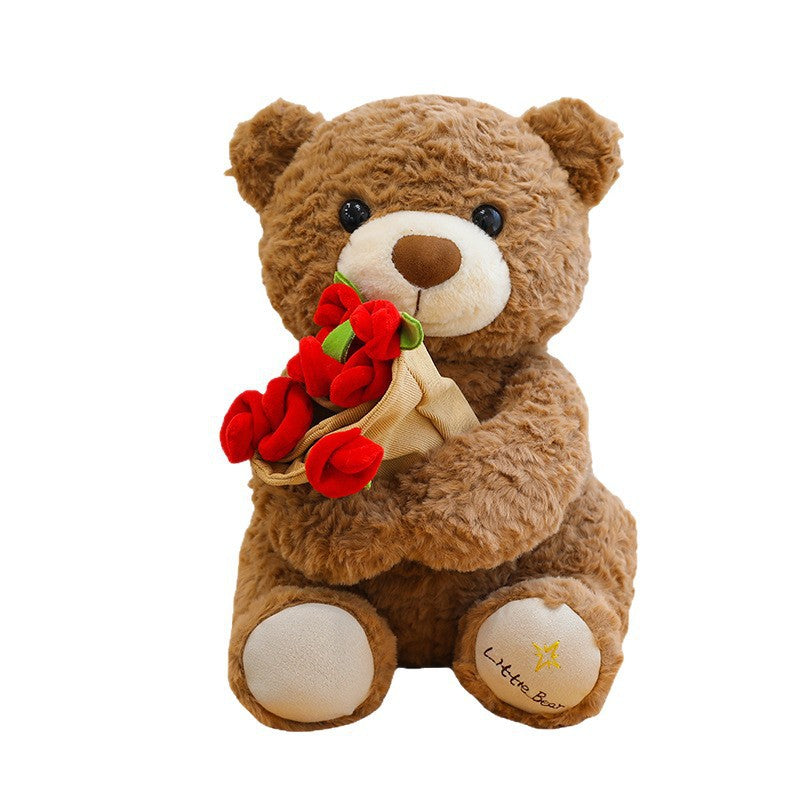 Hugging Flower Teddy Bear