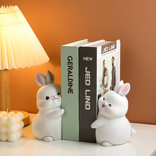Hugging Rabbit Resin Bookend