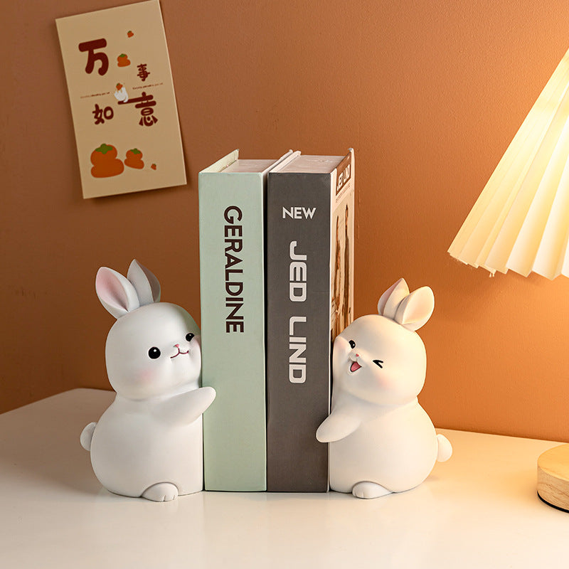 Hugging Rabbit Resin Bookend