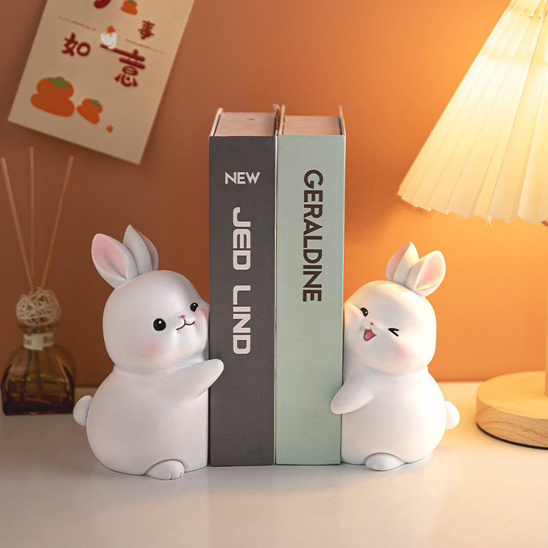Hugging Rabbit Resin Bookend