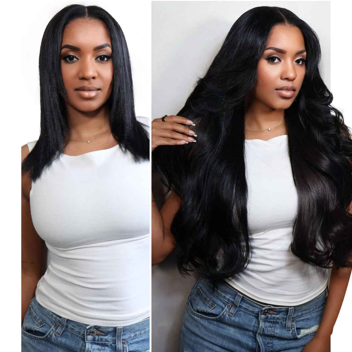 Human Hair Big Wave Medium Long Wig