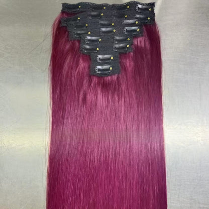 Human Hair Clip in Extensions 8 Piece Set