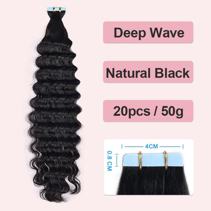 Human Hair Extension Tape for Straight and Wavy Styles
